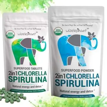 Organic Spirulina Chlorella Tablets - 400 Count - 2-in-1 Superfood Algae Supplement for Natural Immune Support, Detox and Energy Boost. Broken Cell Wall. Organic Chlorophyll. Espirulina
