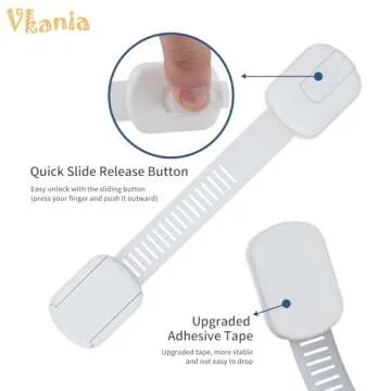 Vkania Baby Proofing Cabinet Strap Locks - Child Safety Drawer Cupboard Oven Refrigerator Adhesive Locks - Adjustable Toilets Seat Fridge Latches - Kids Proof Kit - No Drilling（12 Pack ）