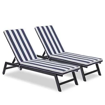 Only choice 2 Pcs Set Outdoor Lounge Chair Cushions Patio Chaise Lounge Replacement Cushions Furnitu...