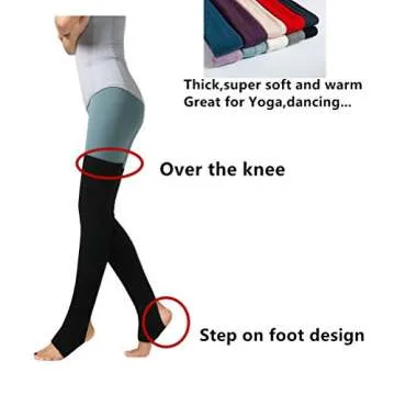 2Pack Women Adult Over Knee Thermal Leg Warmer Protector Socks For Dancing Yoga (2Pairs-(Black+Grey))