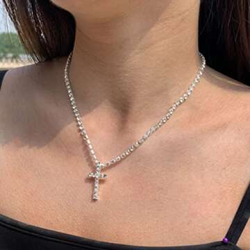 Elegant Gangel Silver Cross Necklace for Women - Stylish Jewelry
