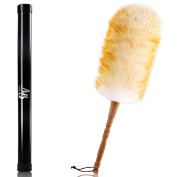 Green Vivid Lambswool Duster - 18.9" Natural Feather Duster for Easy Dusting