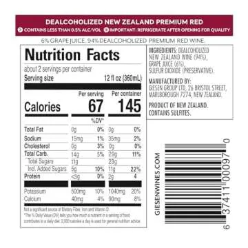 Giesen 0% Non-Alcoholic Premium Red, New Zealand, Delicate Aromas, Made with Merlot and Cabernet Franc Grapes, 750ml