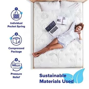 Olee Sleep Queen Mattress, 12 Inch Hybrid Mattress, Gel Infused Memory Foam, Pocket Spring for Support and Pressure Relief, CertiPUR-US Certified, Bed-in-a-Box, Firm, Queen Size