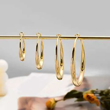 Lightweight EXGOX Gold Hoop Earrings - Hypoallergenic & Stylish