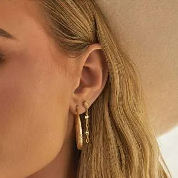 Lightweight EXGOX Gold Hoop Earrings - Hypoallergenic & Stylish