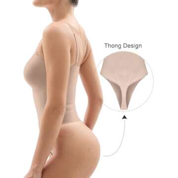 SHAPERX Strapless Bodysuit for Women Tummy Control Seamless Shapewear Thong Body Shaper with Invisib...