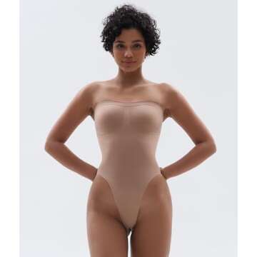SHAPERX Strapless Bodysuit - Tummy Control Seamless Shapewear