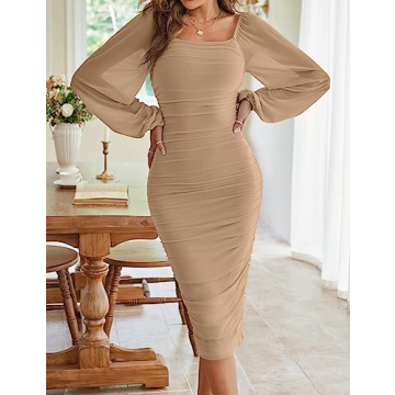 Merokeety Women's Elegant Cocktail Midi Dress