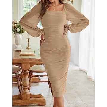 Merokeety Women's Elegant Cocktail Midi Dress