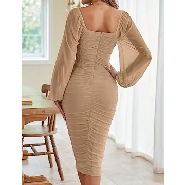 Merokeety Women's Elegant Cocktail Midi Dress