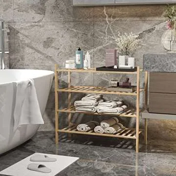 Z&L HOUSE 4-Tier Bamboo Shoe Rack Stackable Organizer