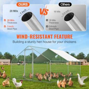VEVOR Large Metal Chicken Coop, 12.9x9.8x6.5 ft Walk-in Chicken Runs for Yard with Cover, Spire Roof Hen House with Security Lock for Outdoor and Backyard, Farm, Duck Rabbit Cage Poultry Pen