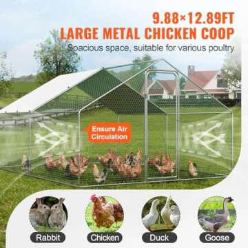 VEVOR Large Metal Chicken Coop, 12.9x9.8x6.5 ft Walk-in Chicken Runs for Yard with Cover, Spire Roof Hen House with Security Lock for Outdoor and Backyard, Farm, Duck Rabbit Cage Poultry Pen