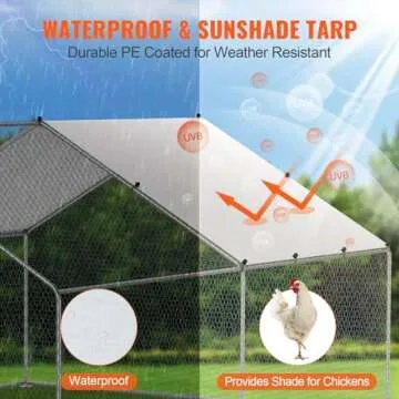 VEVOR Large Metal Chicken Coop, 12.9x9.8x6.5 ft Walk-in Chicken Runs for Yard with Cover, Spire Roof Hen House with Security Lock for Outdoor and Backyard, Farm, Duck Rabbit Cage Poultry Pen