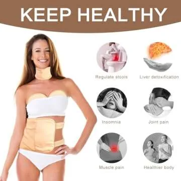 4 Pcs Castor Oil Pack Wrap Organic Cotton for Liver Detox, Stomach, Belly, Neck, Breast & Entire Body, Reusable Pads Kit for Hot/Cold Compress with Adjustable Elastic Strap, Waterproof & Anti Oil Leak