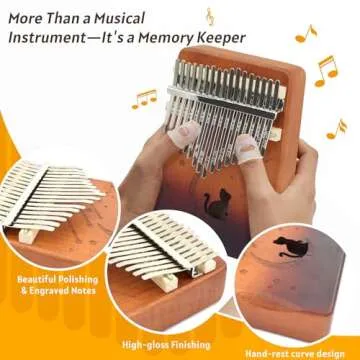 17 Key Kalimba Thumb Piano - Portable Finger Piano with Tuning Hammer & Study Guide, Premium Wood, U...