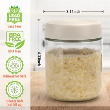 EONJOE Glass Jars 16oz Leakproof Containers for Meal Prep