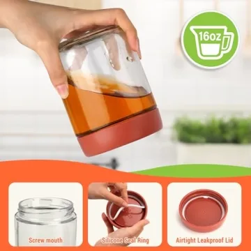 EONJOE Glass Jars 16oz Leakproof Containers for Meal Prep