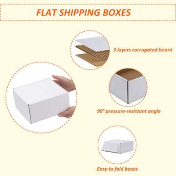 HORLIMER 8x8x4 inches Shipping Boxes Set of 25, White Corrugated Cardboard Box Literature Mailer