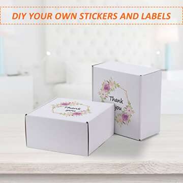 HORLIMER 8x8x4 inches Shipping Boxes Set of 25, White Corrugated Cardboard Box Literature Mailer