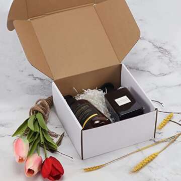 HORLIMER 8x8x4 inches Shipping Boxes Set of 25, White Corrugated Cardboard Box Literature Mailer