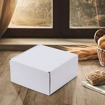 HORLIMER 8x8x4 inches Shipping Boxes Set of 25, White Corrugated Cardboard Box Literature Mailer