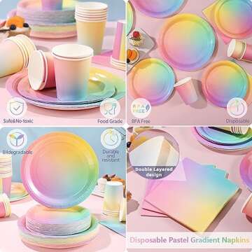 Gudvilla Rainbow Birthday Decorations for Girls, Serves 50