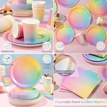 Gudvilla Rainbow Birthday Decorations for Girls, Serves 50