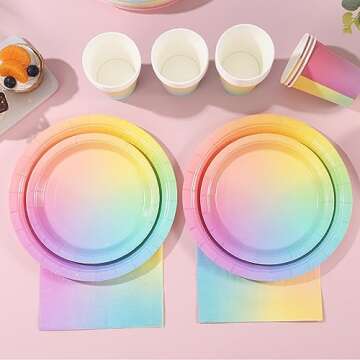 Gudvilla Rainbow Birthday Decorations for Girls, Serves 50