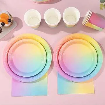 Gudvilla Rainbow Birthday Decorations for Girls, Serves 50