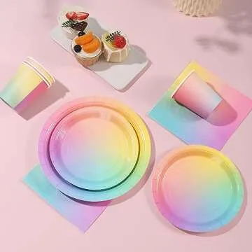 Gudvilla Rainbow Birthday Decorations for Girls, Serves 50