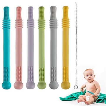 Fu Store Silicone Teething Straws for Infants 3-36 Months