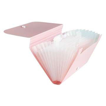 Stylish Expanding File Folder with 12 Pockets in Pink