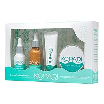 Kopari Coconut Multitasker Kit - This Hydrating, Travel Size Kit Includes Our Coconut Melt, Coconut Sheer Oil, Coconut Balm and Coconut Body Glow to Help Create Moisturized, Healthy Skin