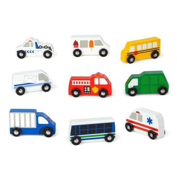Melissa & Doug Wooden Town Vehicles Set for Toddlers