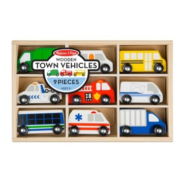Melissa & Doug Wooden Town Vehicles Set for Toddlers