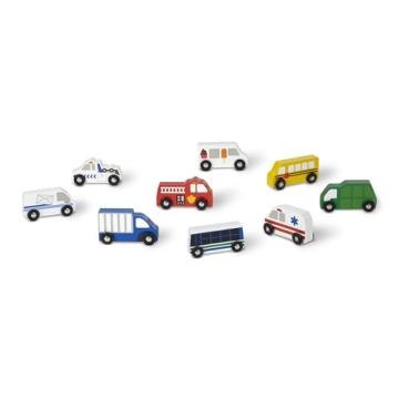 Melissa & Doug Wooden Town Vehicles Set for Toddlers