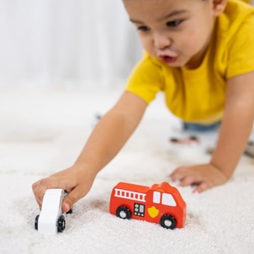 Melissa & Doug Wooden Town Vehicles Set for Toddlers