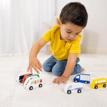 Melissa & Doug Wooden Town Vehicles Set for Toddlers