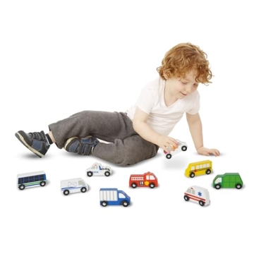 Melissa & Doug Wooden Town Vehicles Set for Toddlers