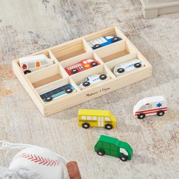 Melissa & Doug Wooden Town Vehicles Set for Toddlers