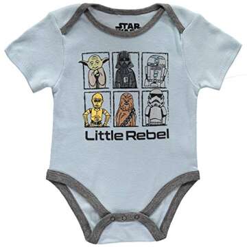 Star Wars Baby Boys' Short Sleeve Bodysuit Multi Pack - Star Wars Baby Clothes One Piece Multipack Featuring Yoda, Chewbacca, Darth Vader, R2-D2, and C-3PO