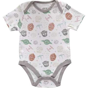 Star Wars Baby Boys' Short Sleeve Bodysuit Multi Pack - Star Wars Baby Clothes One Piece Multipack Featuring Yoda, Chewbacca, Darth Vader, R2-D2, and C-3PO