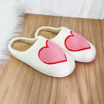 DCLTD Heart Plush Slippers - Cozy Memory Foam Shoes for All