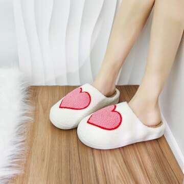 DCLTD Heart Plush Slippers - Cozy Memory Foam Shoes for All