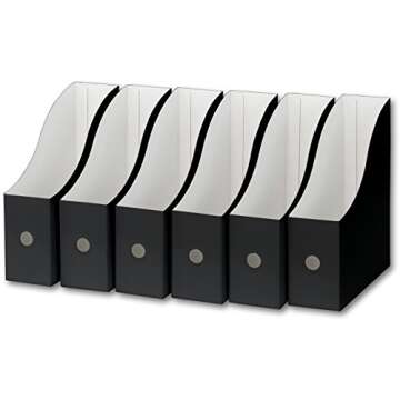 Simple Houseware Black Magazine File Holder Organizer Box (Pack of 6)