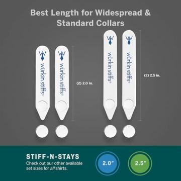 Würkin Stiffs Stiff-N-Stay Magnetic Collar Stays for Men – 2.0” and 2.5" Plastic Power Stays, 2 Pair Set with Case - Adjustable & Durable Shirt Collar Straighteners - As Seen on Shark Tank