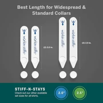 Würkin Stiffs Stiff-N-Stay Magnetic Collar Stays for Men – 2.0” and 2.5" Plastic Power Stays, 2 Pair Set with Case - Adjustable & Durable Shirt Collar Straighteners - As Seen on Shark Tank