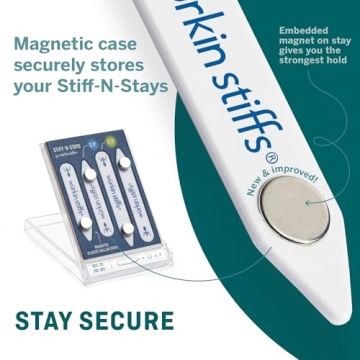 Würkin Stiffs Stiff-N-Stay Magnetic Collar Stays for Men – 2.0” and 2.5" Plastic Power Stays, 2 Pair Set with Case - Adjustable & Durable Shirt Collar Straighteners - As Seen on Shark Tank